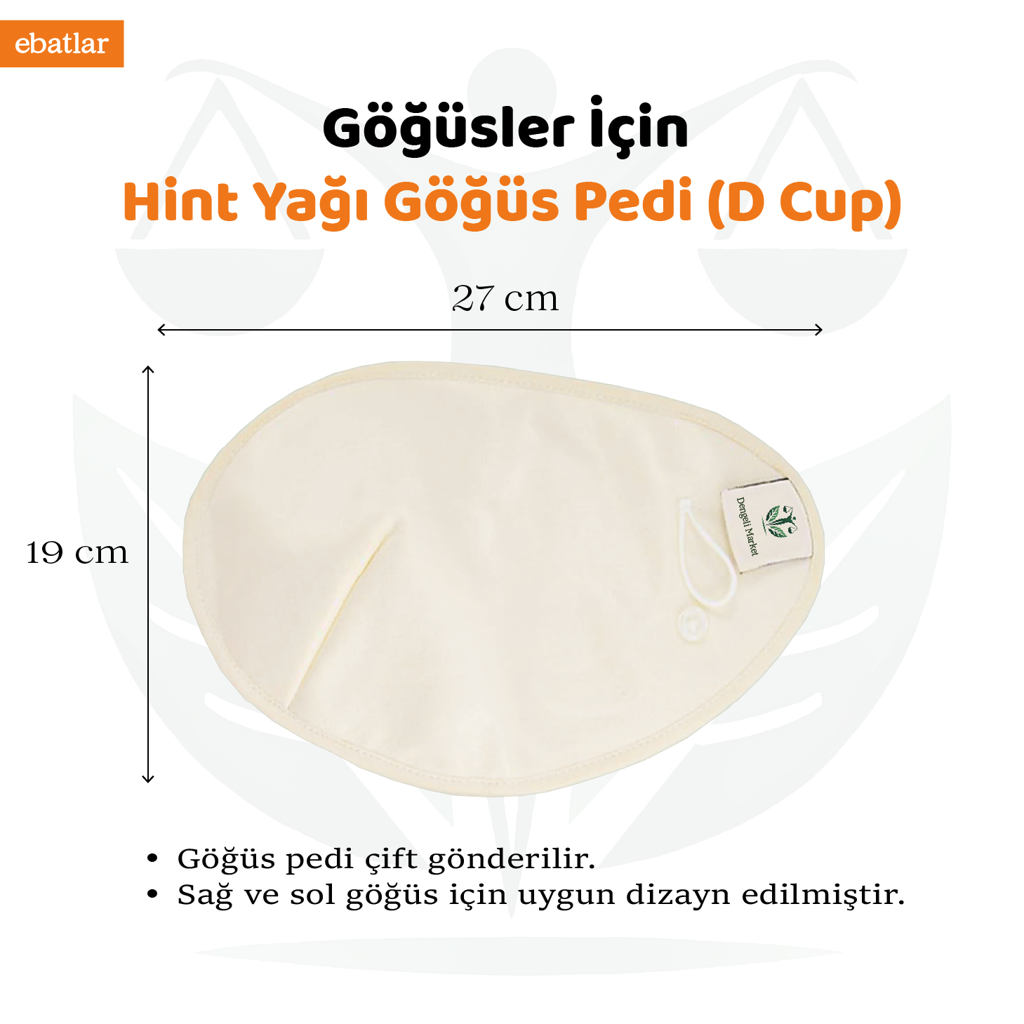 Göğüs Bölgesi İçin Hint Yağı Göğüs Pedi Large D+ Cup + 100 Ml Hint Yağı Hekzansız