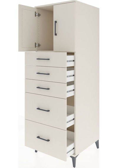 Kronos Dolap Tek Raflı 5 Çekmeceli 2 Kapaklı 60x59x182 Aytaşı... Aytaşı