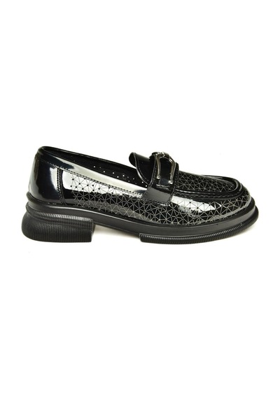 Fox Shoes U704126508 Siyah Rugan Loafer Makosen Kadın Ayakkabı Siyah