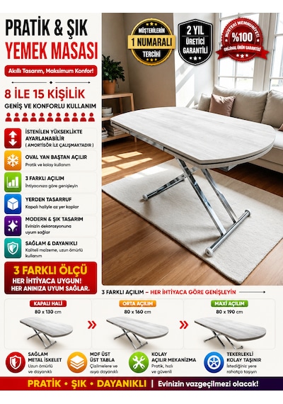 Oval Yan Baştan Açılır Akıllı Masa Üst Tabla Mdf Yüksekliği Ayarlanabilir Pratik Krom Kaplama Lizbon Oval Yan Baştan Açılır Akıllı Masa Üst Tabla Mdf Yüksekliği Ayarlanabilir Pratik Krom Kaplama Lizbon
