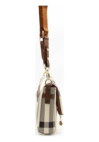 Silver Polo Sp963 Kadın Çapraz Çanta Ekose Krem-taba