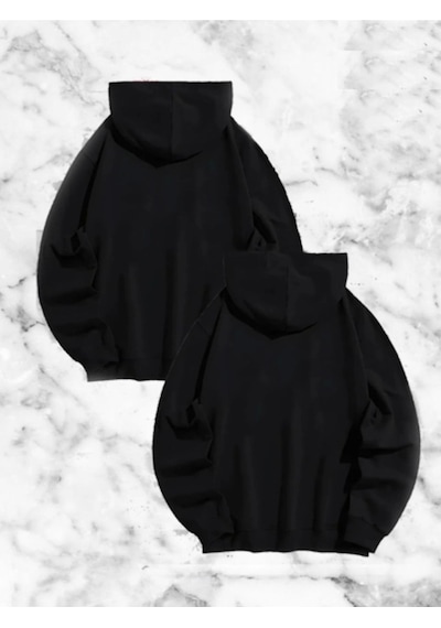 Örümcek Baskılı Sevgili Çift Kombini Kapüşonlu Sweatshirt - Hodie - Siyah Siyah