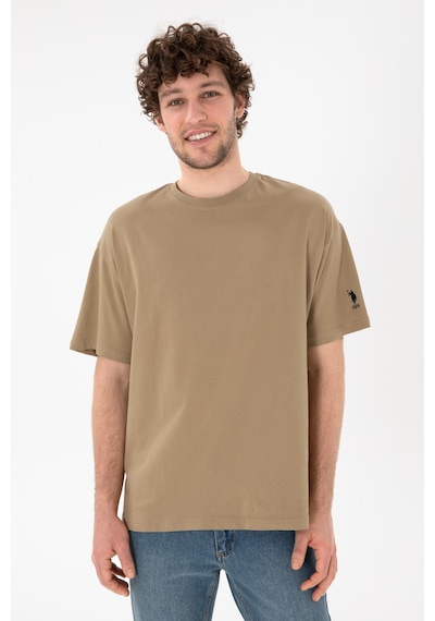 U.S. Polo Assn. Erkek Oversize Fit Bisiklet Yaka Haki Tişört 50305859-VR027