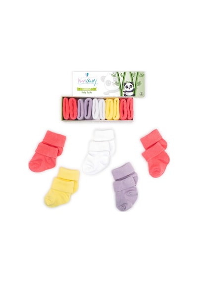 Novibaby 5'li Bambu Yenidoğan Bebek Çorabı I Colourful I 0-6 ay Çok Renkli