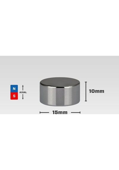 2 Adet 15x10 Mm Yuvarlak Neodyum Mıknatıs , Çok Güçlü Magnet, Çap: 15 Mm X Boy: 10 Mm