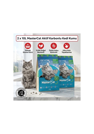 2 Adet Aktif Karbonlu Kedi Kumu 10l 2