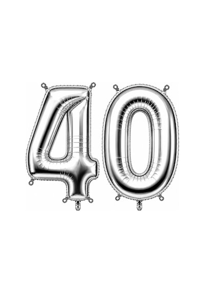 40 Rakam Folyo Balon Gümüş Rengi 76 Cm