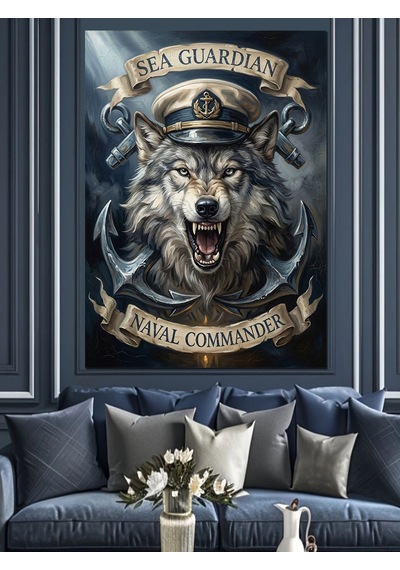 Sea Guardian Kurt Kaptan Logosu Dekoratif Kanvas - Mdf Ahşap Tablo