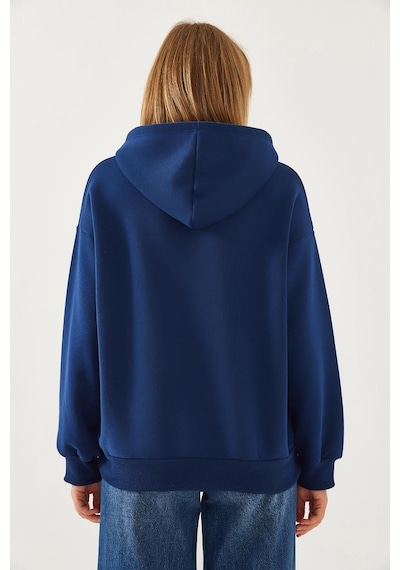 Shade Kadın Kapişonlu V Yaka Sweatshirt 60351253 - Lacivert