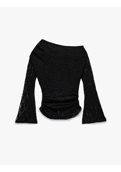 Koton Asimetrik Yaka Uzun İspanyol Kollu Slim Fit Drapeli Dantel Tişört Siyah 6wal10479ık Siyah Koton Asimetrik Yaka Uzun İspanyol Kollu Slim Fit Drapeli Dantel Tişört Siyah 6wal10479ık Siyah