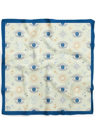 Nazar Aura Desen 55x55cm Bandana/fular Çok Renkli