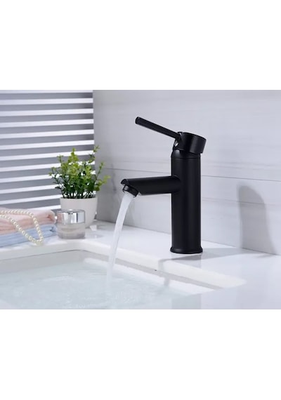 Kavisa Siyah Çubuk Lavabo Bataryası Black Serisi