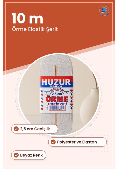 Beyaz Paça Lastiği Şerit 2,5 Cm 10 M Örme Elastik Dikiş Malzemesi