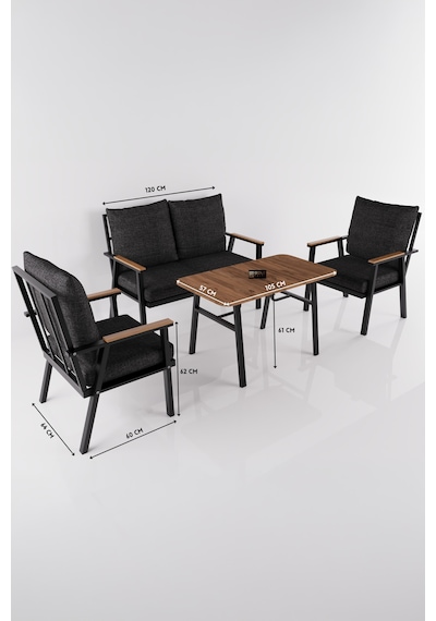 Bahçe Balkon Oturma Grubu 4 Lü Set Orta Sehpa Masa Koltuk Koltuk Minderli Balkon Teras Cafe Mobilya Gri - Antrasit Bahçe Balkon Oturma Grubu 4 Lü Set Orta Sehpa Masa Koltuk Koltuk Minderli Balkon Teras Cafe Mobilya Gri - Antrasit