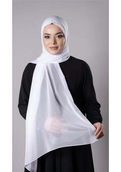 Hürrem Bone Beyaz Pratik Hazır Geçmeli Şal Şifon Kumaş Hijab Bone 3009 42