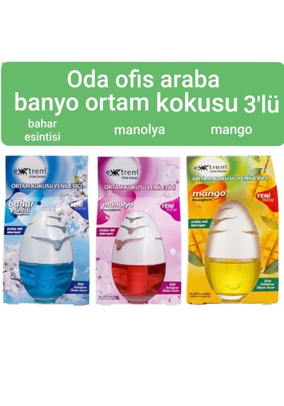 Extrem Cam Küre Oda Ortam Ev Ofis Araç Banyo Kokusu Manolya - Mango - Bahar Esintisi 3 X 100 Ml