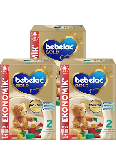 Bebelac Gold 2 Devam Sütü, 6-12 Ay, 3 X 800 Gr