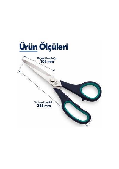 Lexroo Kumaş Ve Terzi Makası 24,5 Cm, Kağıt Dikiş Ve Büyük Boy Makas