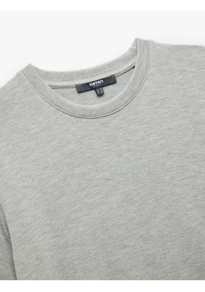 Koton Kısa Kollu Bisiklet Yaka Basic Slim Fit Tişört Gri 6wam10061hk Gri