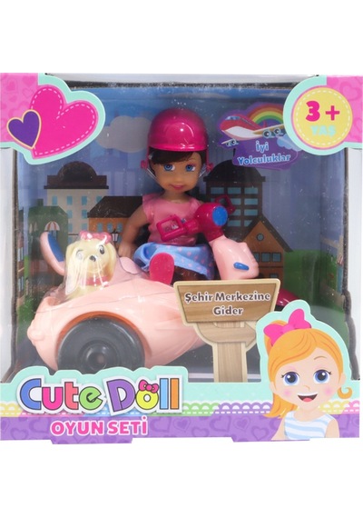 Sevimli Bebek Seyahat Seti Koyu Pembe Kasklı