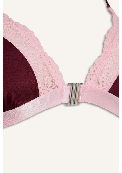 Defacto Dantel Detaylı Saten Kapsız Pedsiz Balensiz Bralet G1139ax26spbr205 Bordo-br205