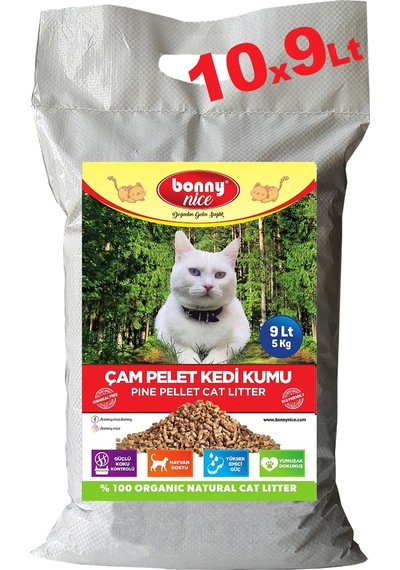 Bonny Nice Doğal Pellet Çam Peleti Kalın Kedi Kumu 10 x 9 L
