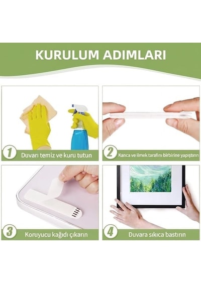 Sunup Sn-29146 Fotoğraf Çerçevesi İçin 12 Çift Cırt Cırtlı Sticker Montaj Şeridi Bandı Duvar Askı Bant