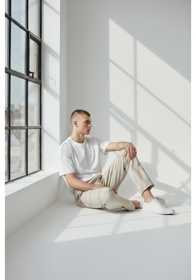 Little Cup Jeans Co Erkek Bej Baggy Fit Rahat Kalıp Beli Lastikli Pantolon