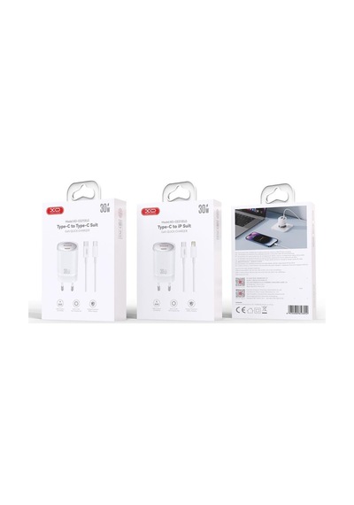 Ce21 Eu 220v 30w Usb-a + Usb-c, Lightning Kablosu, Gan Hızlı Şarj Adaptörü Şarj Aleti Seti