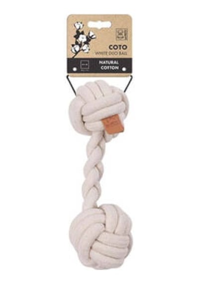 Beyaz Duo Ball Örgü Köpek Oyuncağı 28 Cm