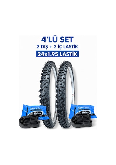 24x1.95 Bisiklet İç Ve Dış Lastik Seti 2 İç 2 Dış 24x1.95 Lastik 24 Jant Bisiklet Lastiği