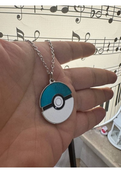 Mavi Poketop Figürlü Pokemon Kolye 60 Cm Zincirli Anime Temalı Unisex Takı Çok renkli