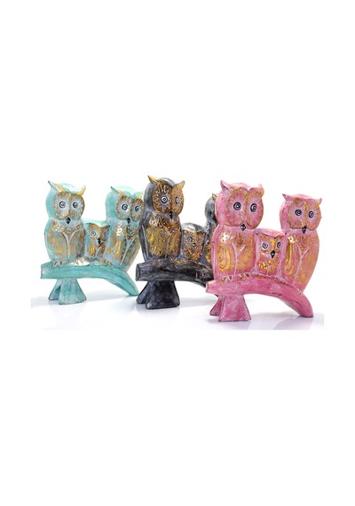 1 Adet Ahşap Baykuş Figürleri Dekoratif Ahşap Figür Masaüstü Süs, Wooden Owl Dekor, Model No:3