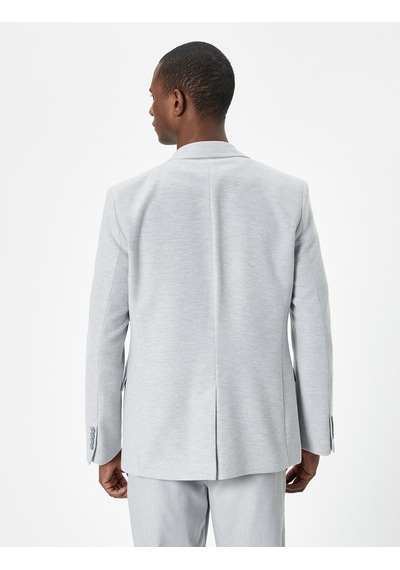 Koton Blazer Ceket Slim Fit Cep Detaylı Düğmeli Gri 5wam50001hk Gri