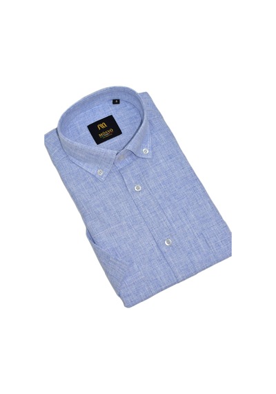 Mösyö Erkek Çift Cepli % 100 Cotton Kısa Kol Gömlek Bgl-st05647 Mavi