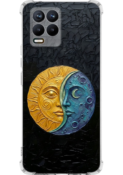 Realme 8 İle Uyumlu Köşe Korumalı Kılıf Metamorfoz Ekinoks Tasarımlı Uv Baskılı Şeffaf