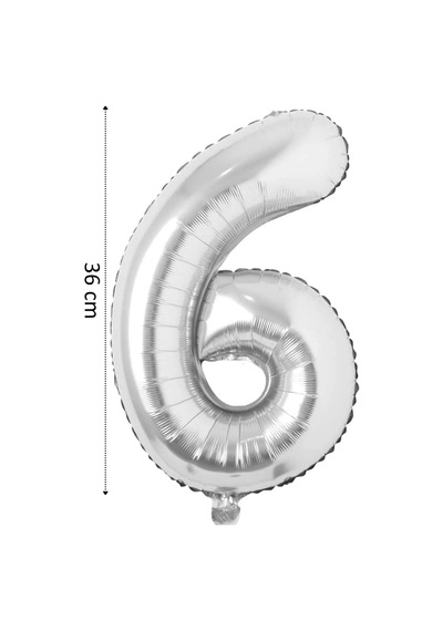 Folyo Balon 6 Rakamı Helyum Balon 36 Cm Gümüş Renk -silver Ballons - 6 Number Ballon Çok Renkli