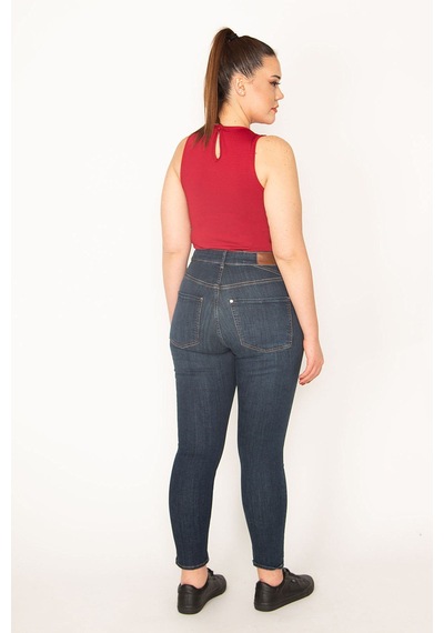 Şans Kadın Lacivert 5 Cep Likralı Süper Skinny Jean Pantolon 65n35381-lacivert Lacivert