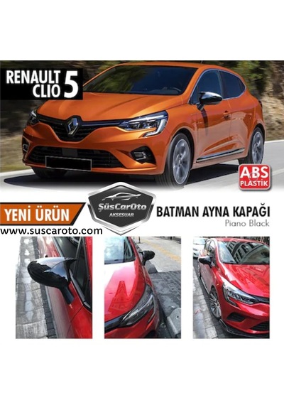 ŞüsCarOto Renault Clio 5 2019 Sonrası Batman Yarasa Ayna Kapağı Piano Black ABS Plastik (00)