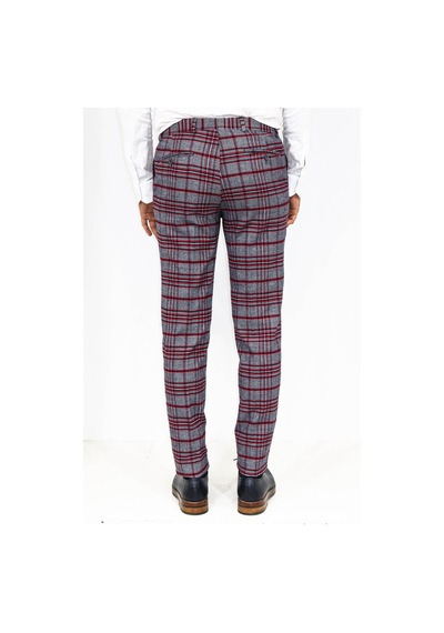 Wessi Ekose Desenli Slim Fit Koyu Mavi Erkek Pantolon Koyu Mavi