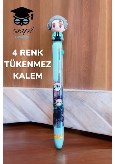 4 Renkli Tükenmez Kalem Anime Modeller 1 Adet Yeşil