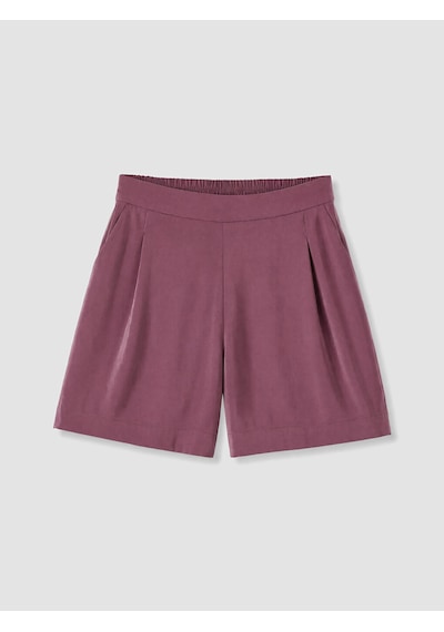 Lcw Petite Bordo Beli Lastikli Pileli Kadın Şort