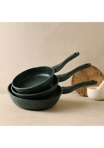 Döküm Tava Seti 3'lü 20-24-28 Cm Siyah
