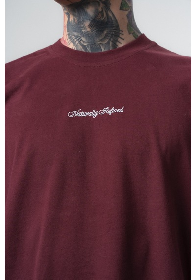 Respire Erkek Refined Baskılı Oversize T-shirt Bordo