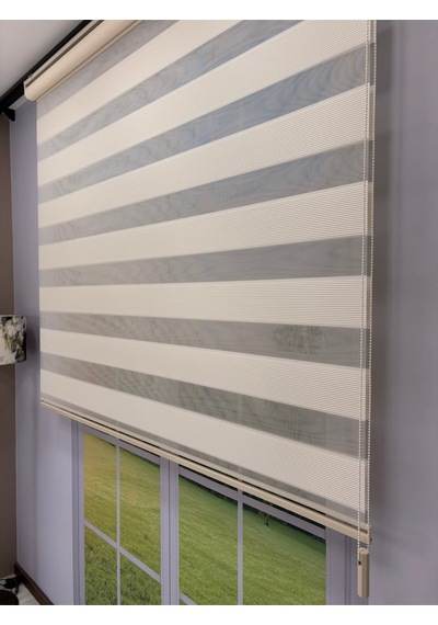 Fiori Serisi Kırık Beyaz Mikro Plise Modern Zebra Stor Perde