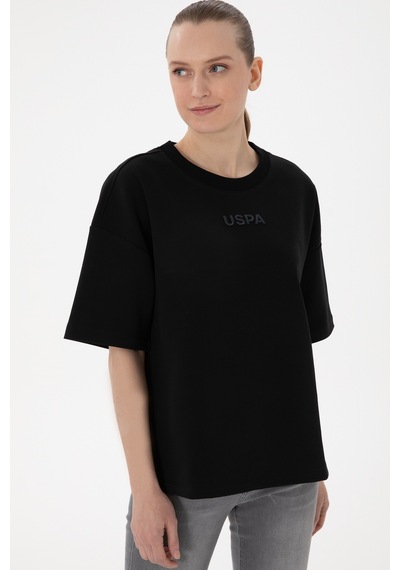 U.S. Polo Assn. Kadın Siyah Oversize Bisiklet Yaka Tişört 50294482-VR046