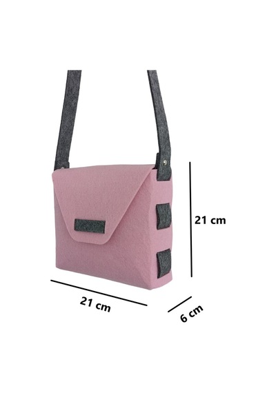 Next Craft Kız Çocuk Omuz Çantası Keçe Dikişsiz Etkinlik Günlük Çanta Pembe-gri Pembe