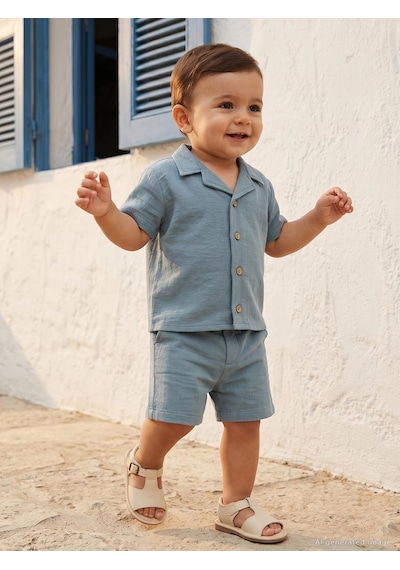 Civil Baby Müslin 6-18 Ay Takım - Mavi Soft İndigo