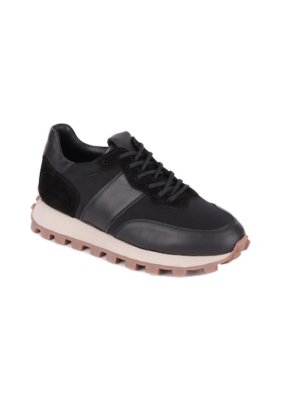 Shoetyle - Siyah Hakiki Deri Bağcıklı Erkek Sneaker 115-801-1330 Siyah