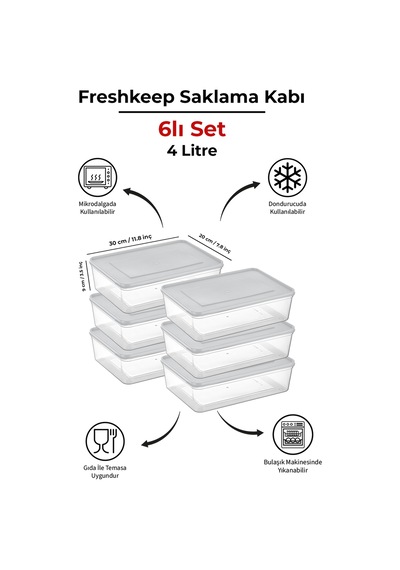 Freshkeep 6 Lı 4l Şampanya Saklama Kabı - Gıda Koruma, Mikrodalga Ve Dondurucu Uyumlu Ekru